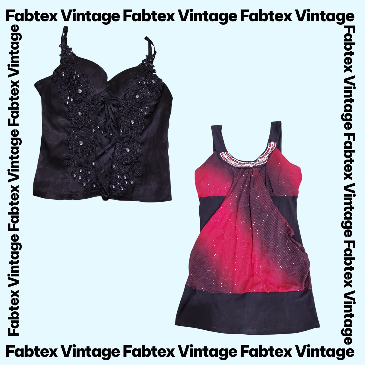 (FV-897) Dark Y2K Gothic Tops Bundle | Vintage Par..