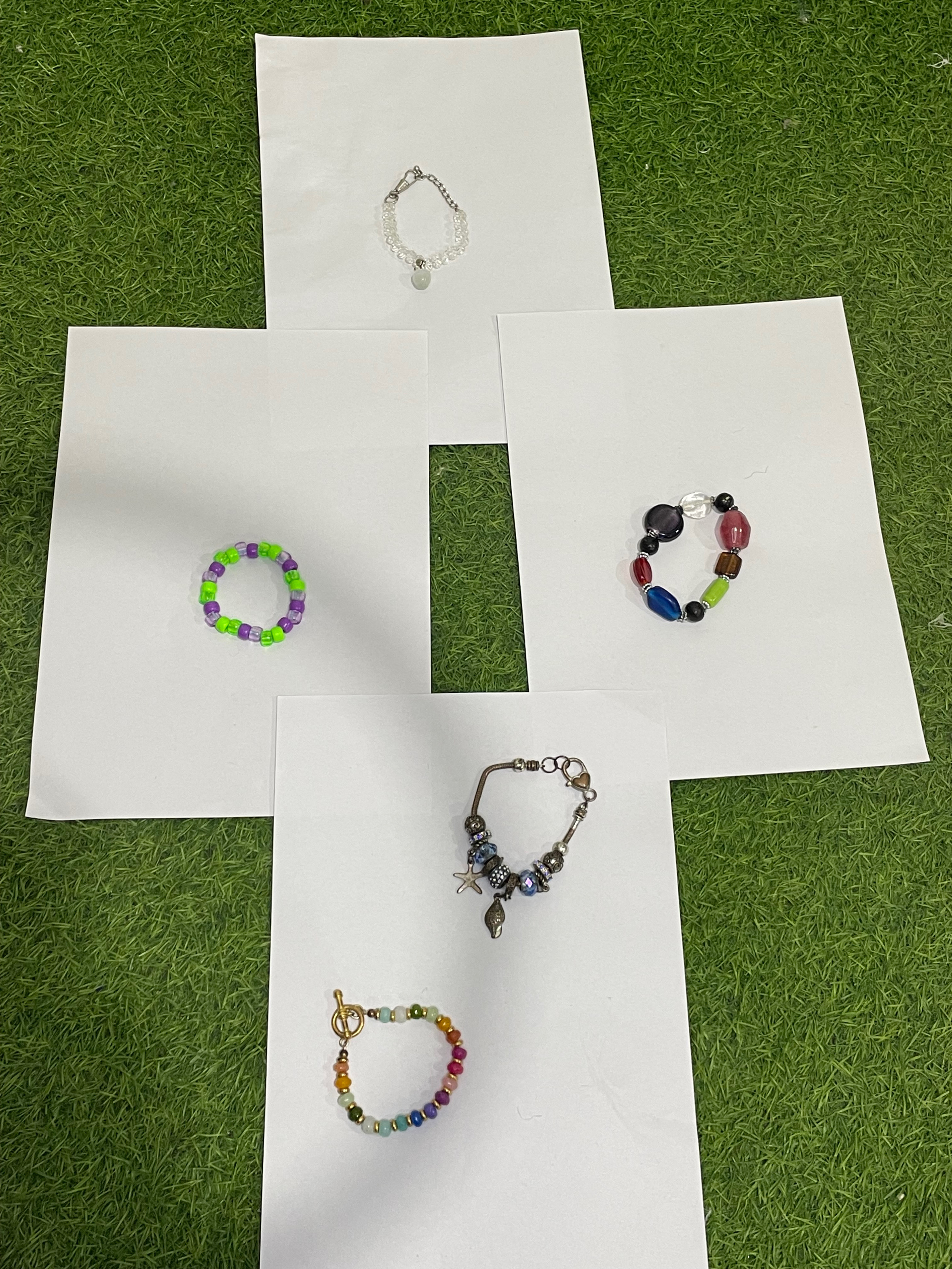 (FV-908) Handmade Beaded Rings & Bracelets Bundle ..