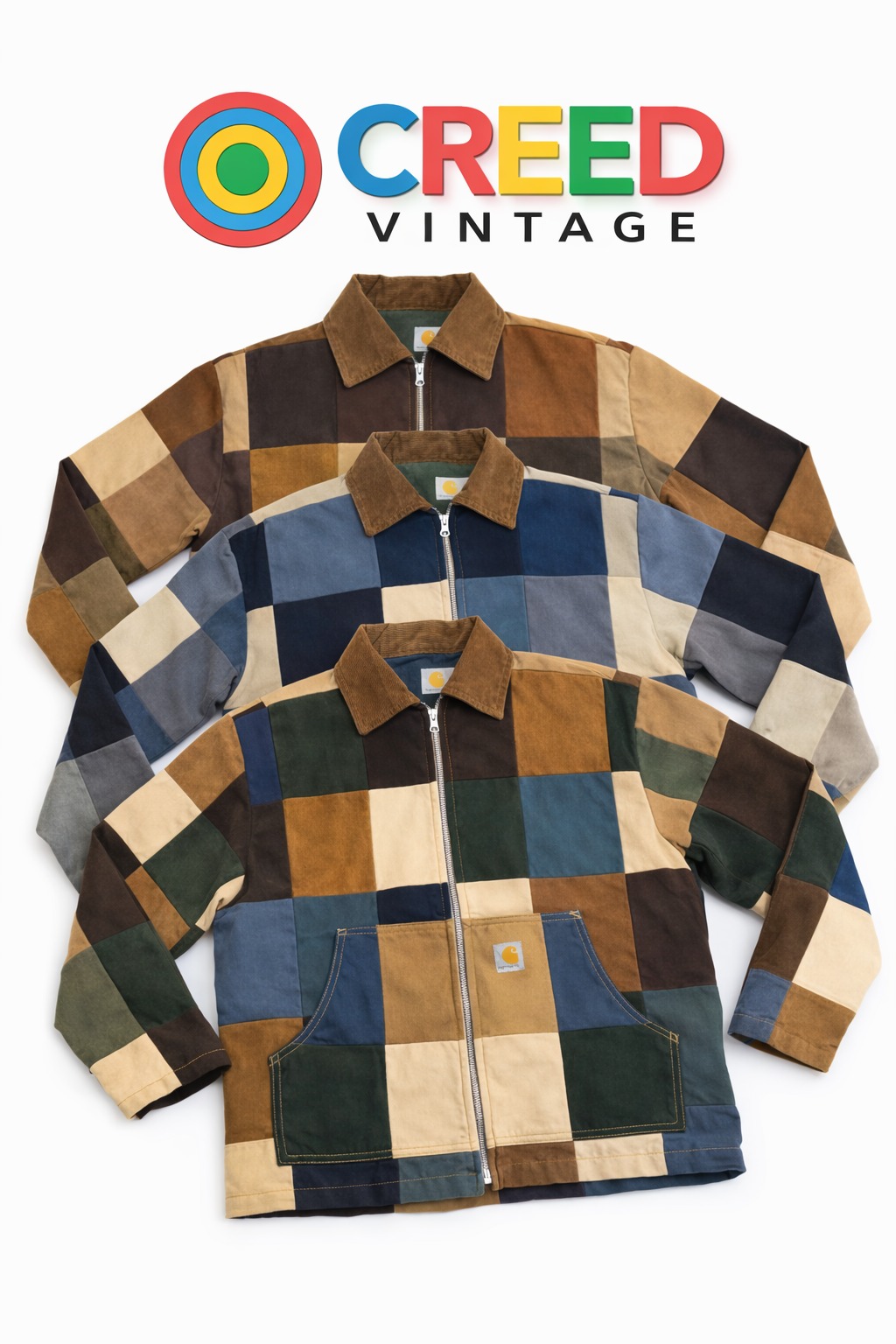 CR1166  Upcycled Heritage Patchwork Zip Jacket