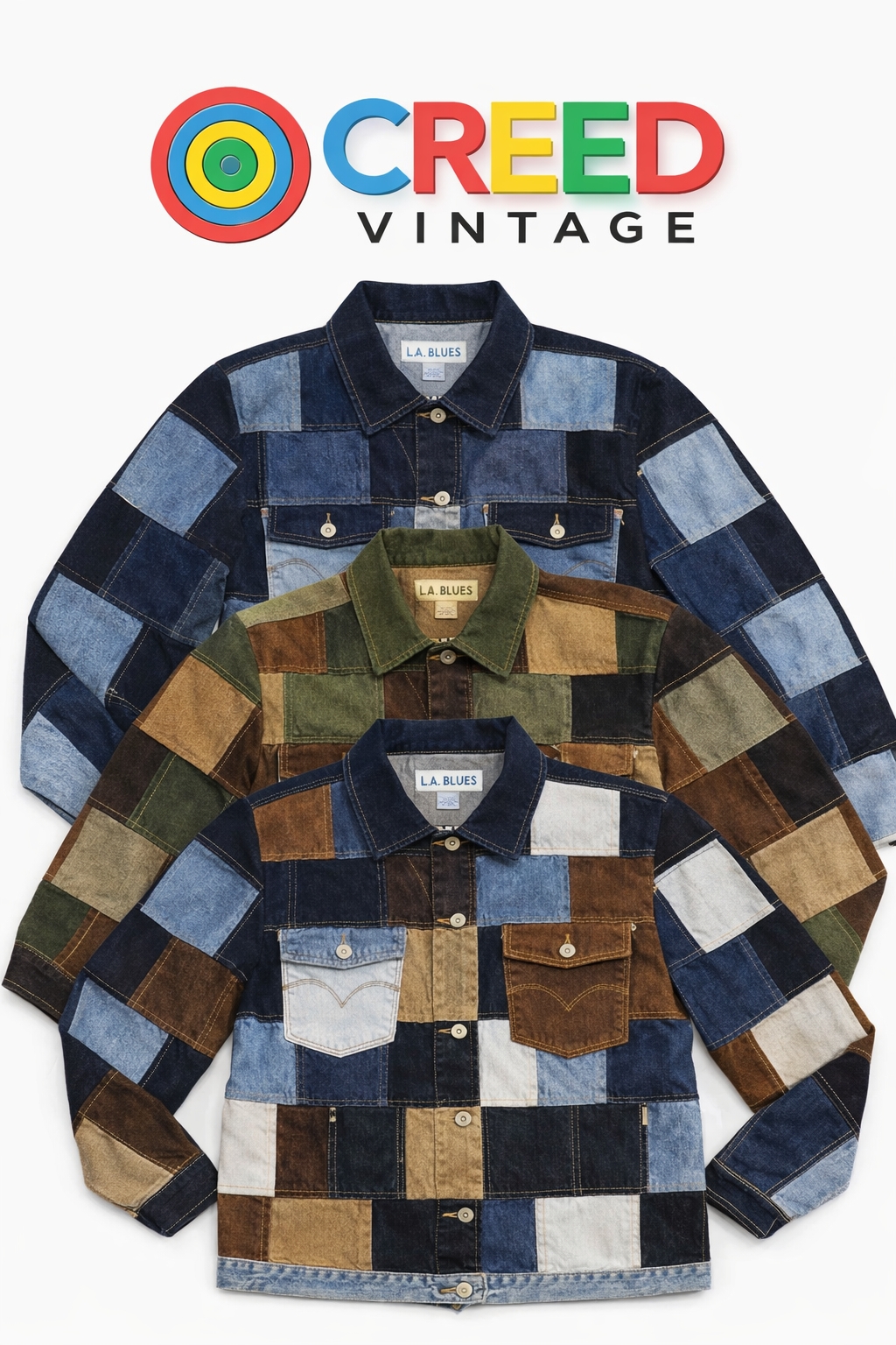 CR1168  Upcycled Checkboard Denim Jacket