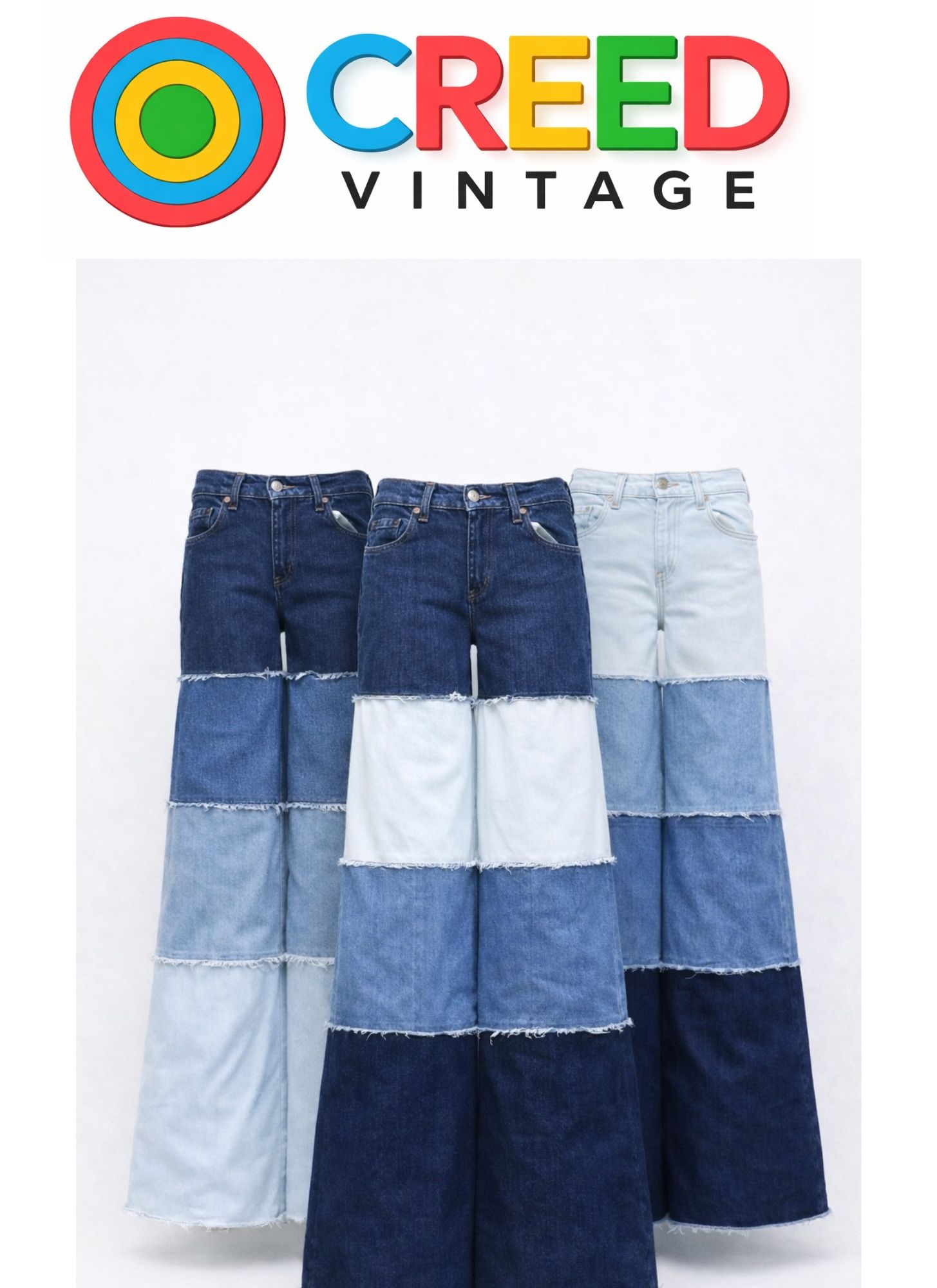 CR1171  Upcycled Tiered Wide-Leg Denim Pants
