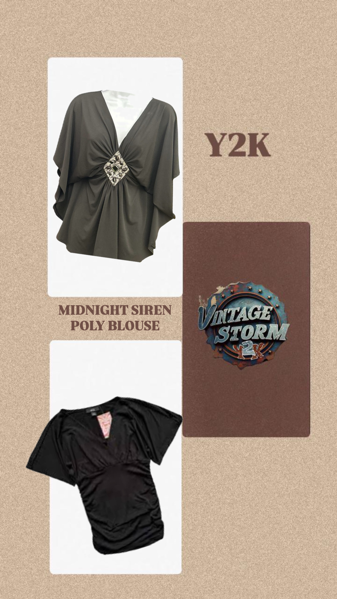 Y2K Midnight Siren Poly Blouse