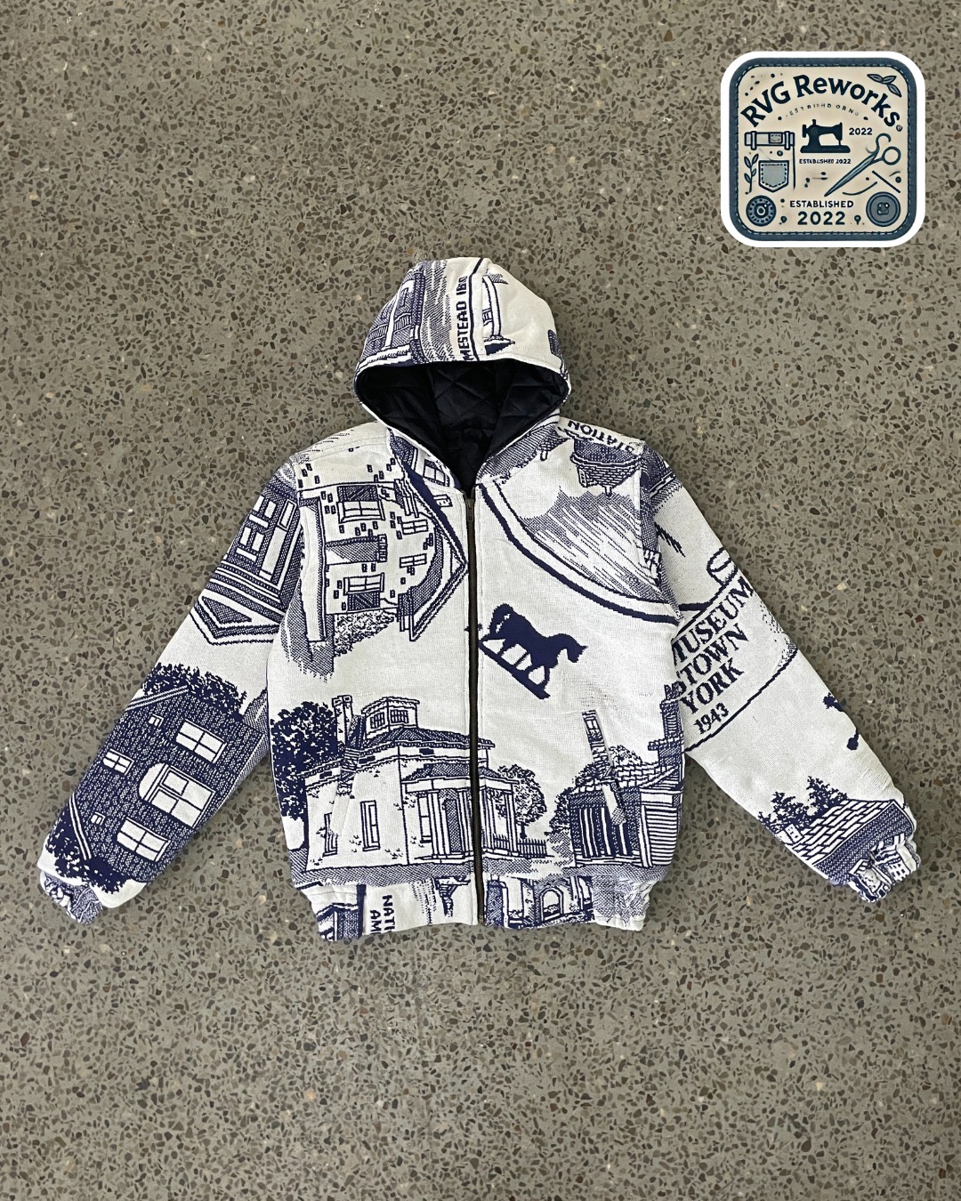 アップサイクルタペストリーフードジャケット