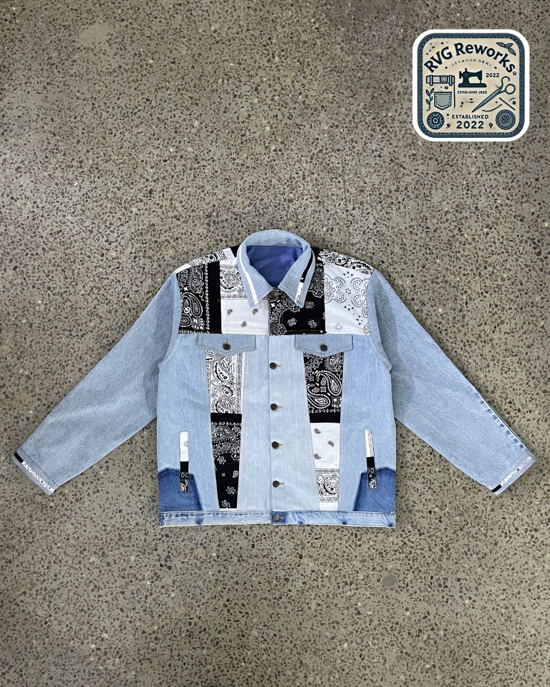 アップサイクルバンダナパネルデニムジャケット