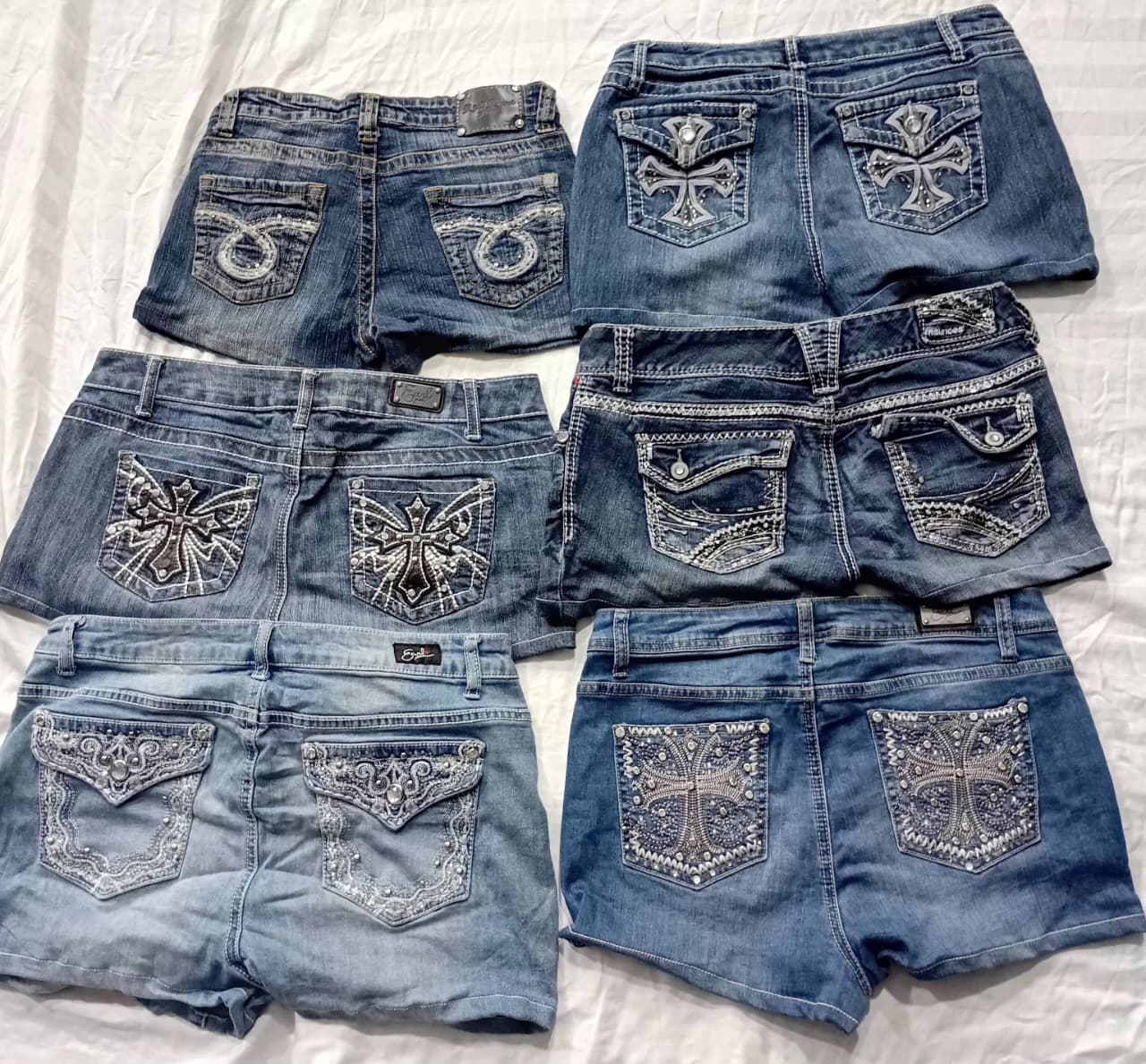 CR6089 Upcycle Y2K Embellished Shorts