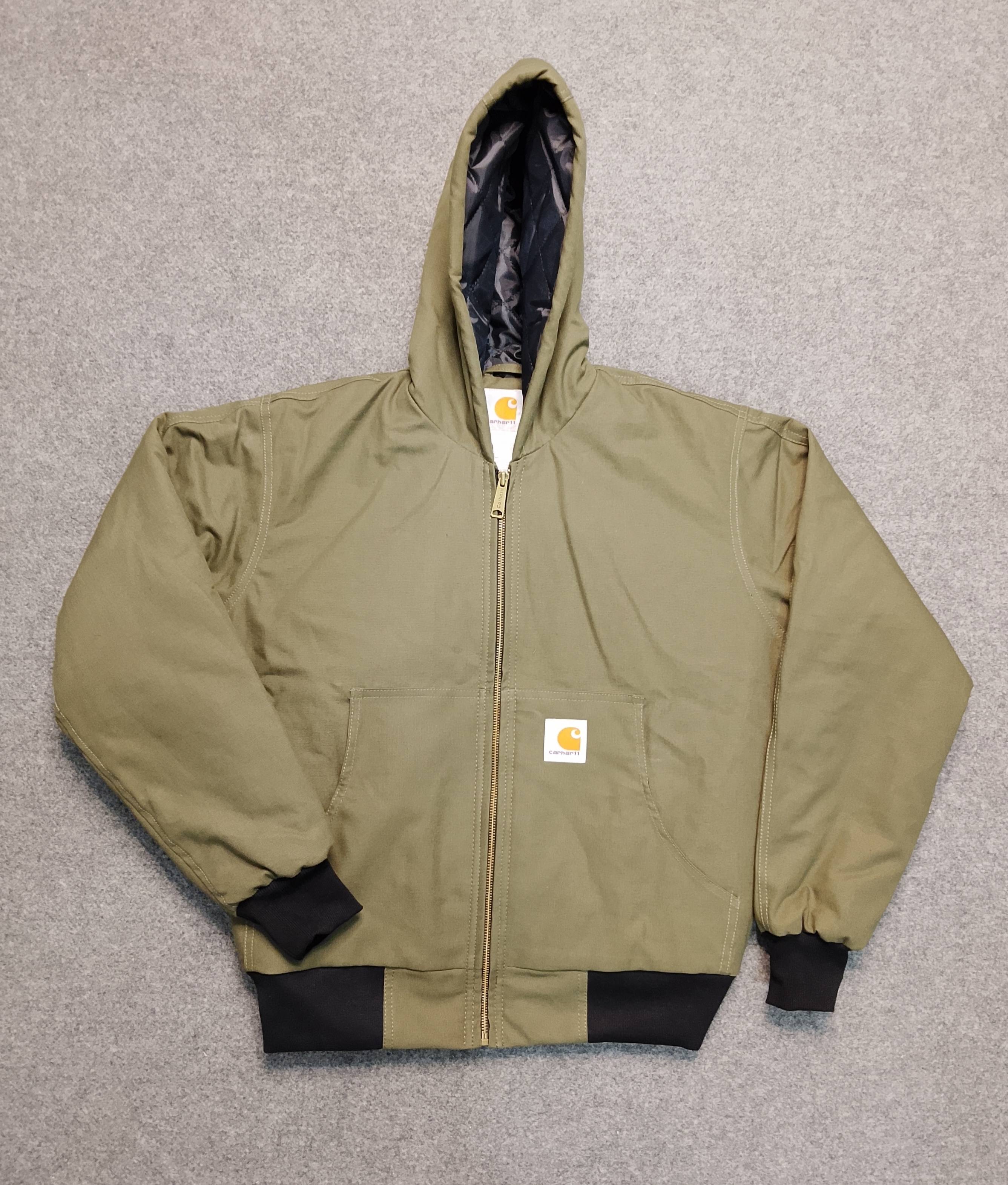 Carhartt rework style green hooded jackets