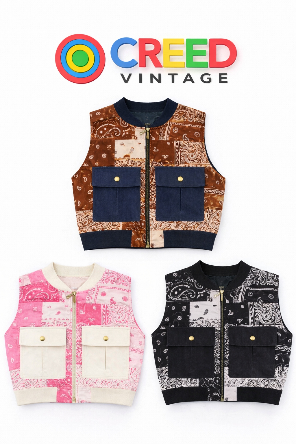 CR1176  Upcycled Bandana Patch Utility Vest