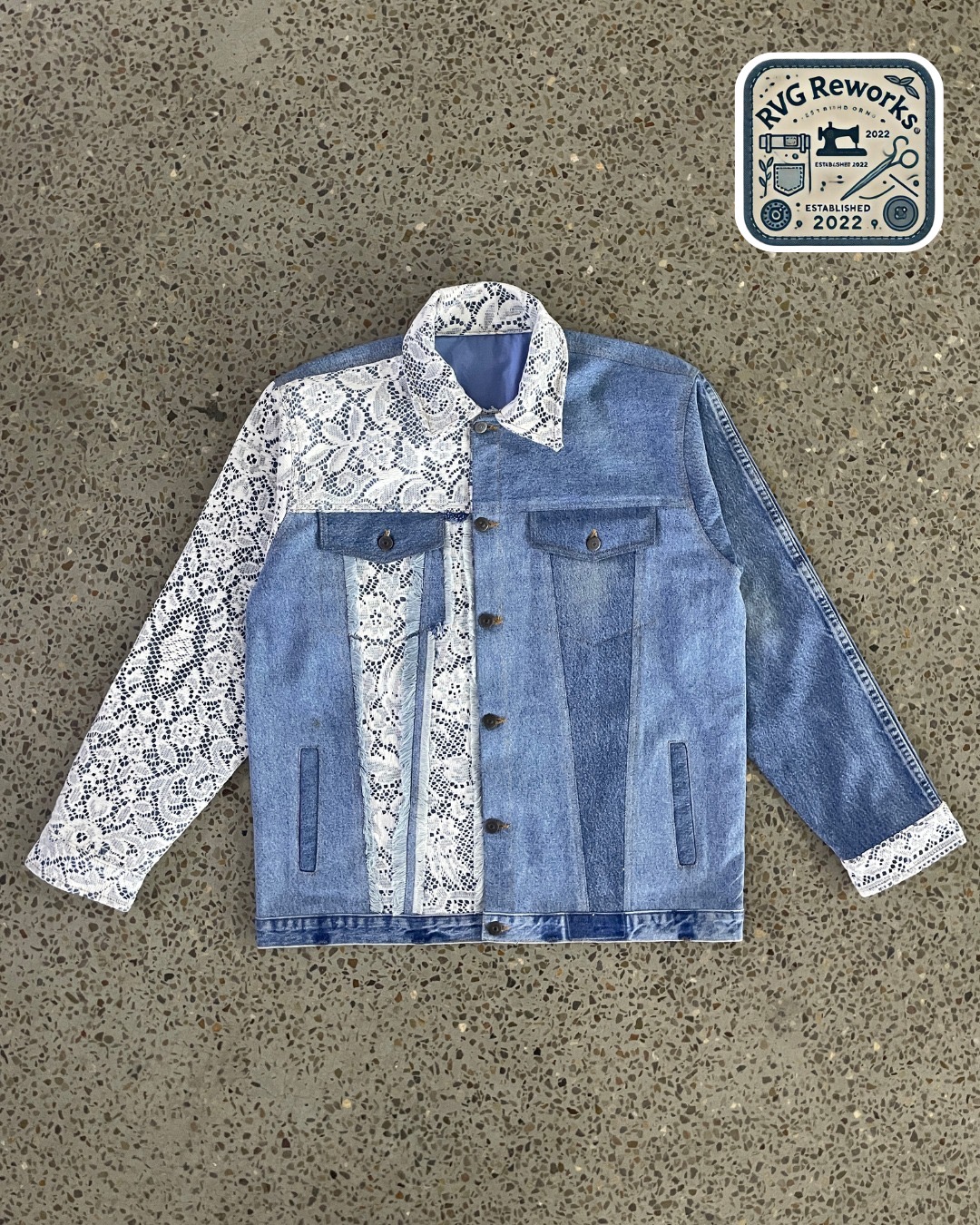 Upcycled Lace-Panel Denim Jacket