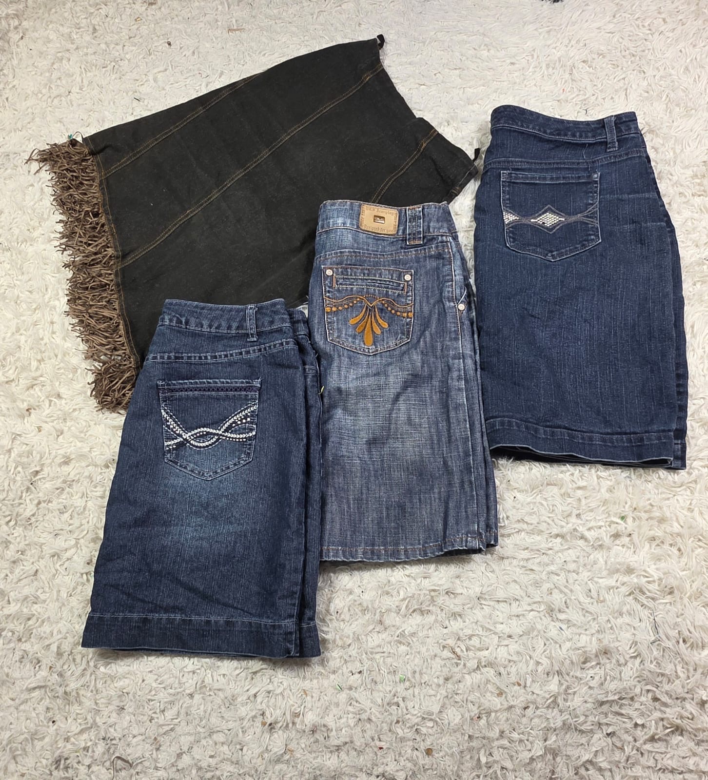 y2k mid denim skirts