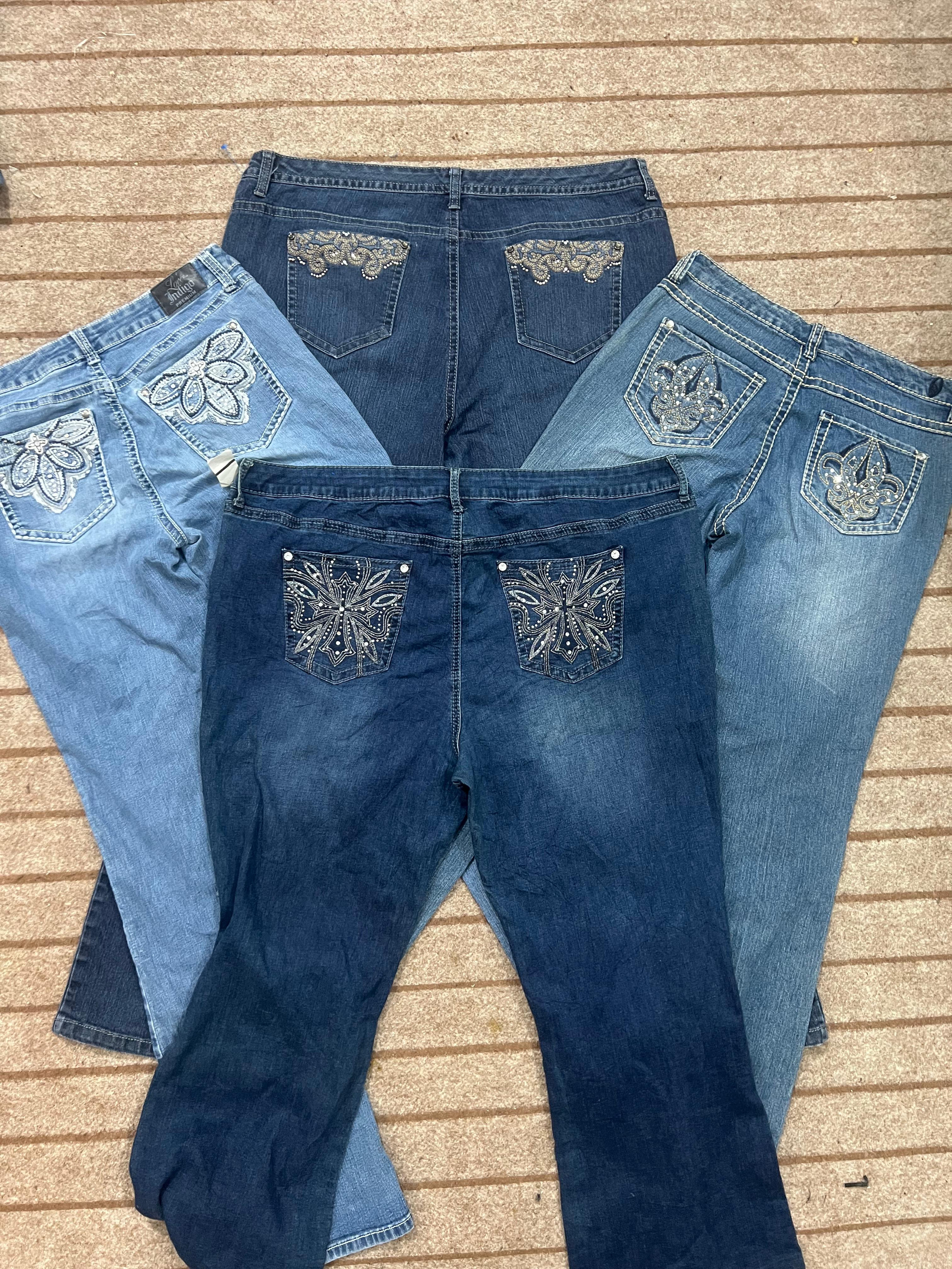 Y2K Flared Vintage Embellished Jeans-04