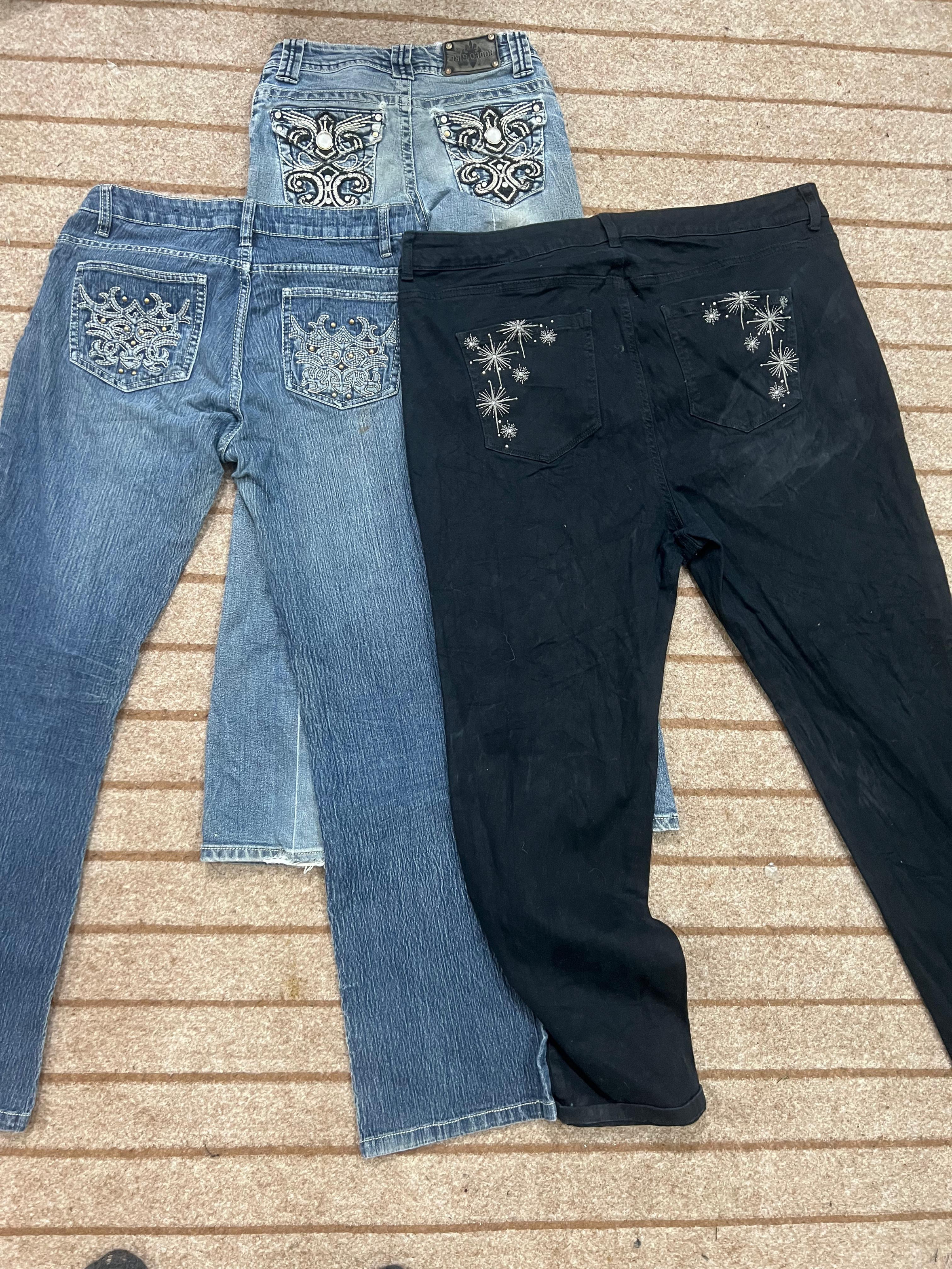 Y2K Flared Embellished Jeans-10pcs