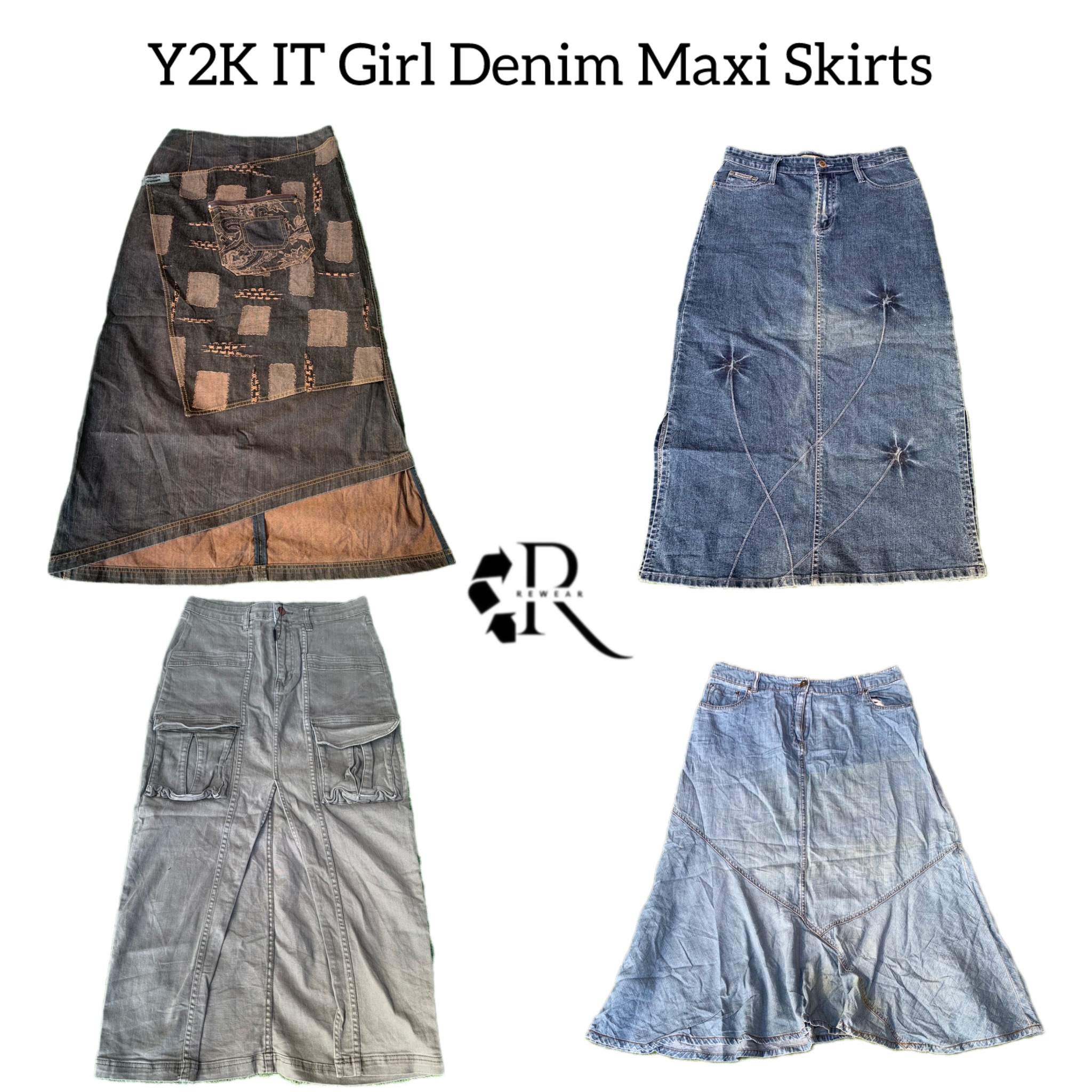 Y2K NYC IT Girl Denim Maxi Skirts RW-1527