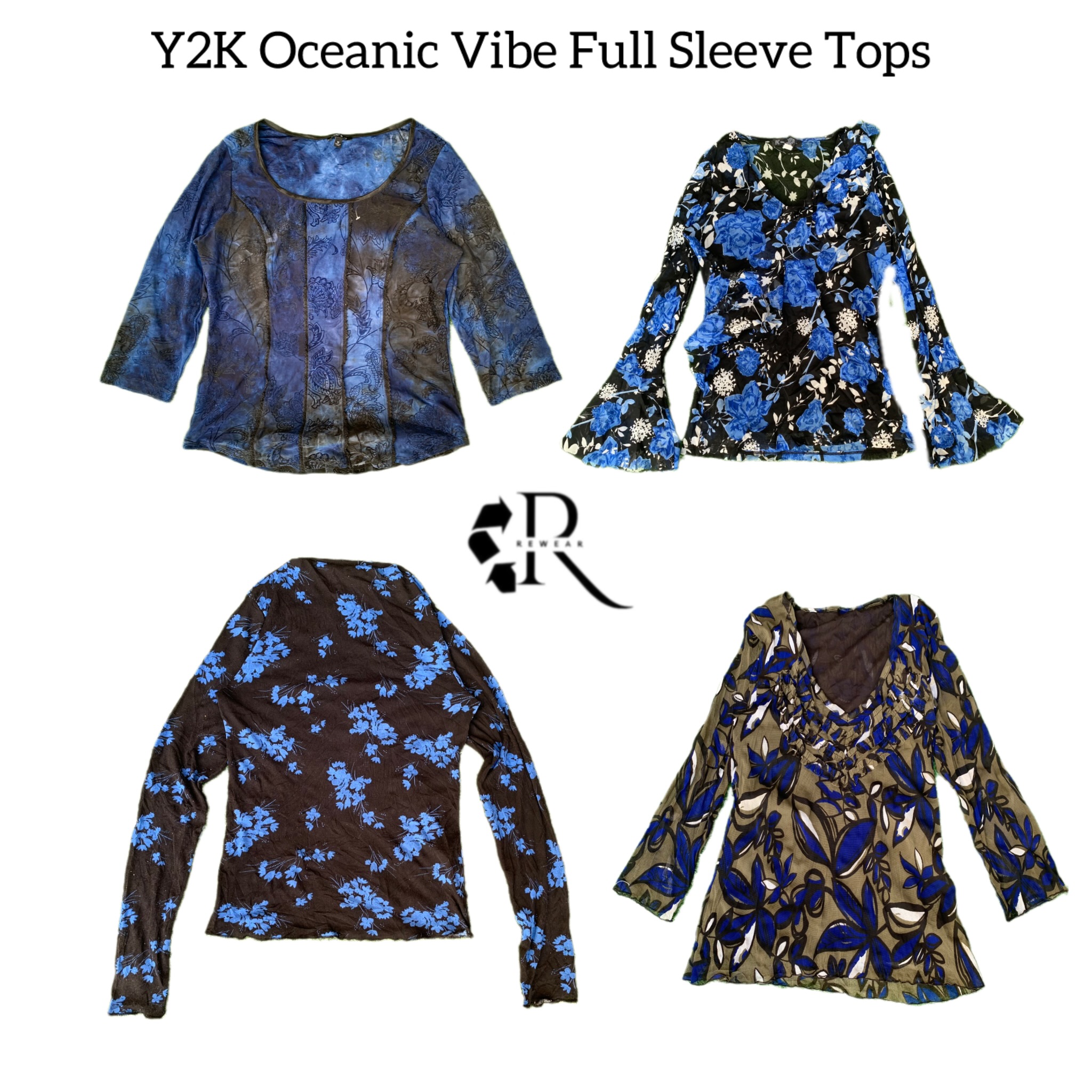 Tops a maniche lunghe stampati Y2K Oceanic Vibe RW..