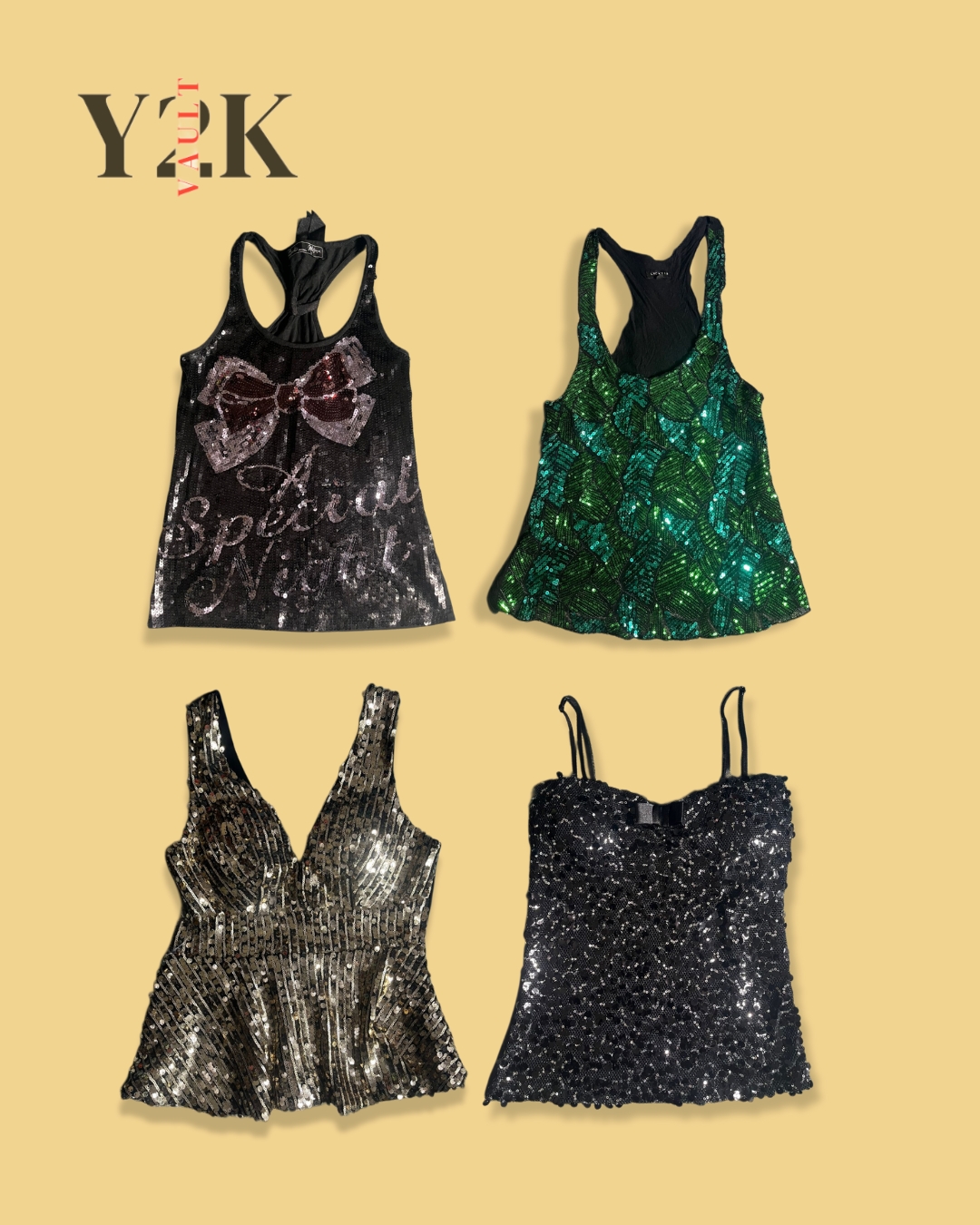 Top con perline e paillettes Y2K (Yv-615)