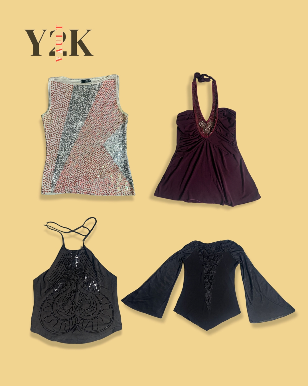 Y2K Rhinestone & Halter Going-Out Tops (Yv-620)