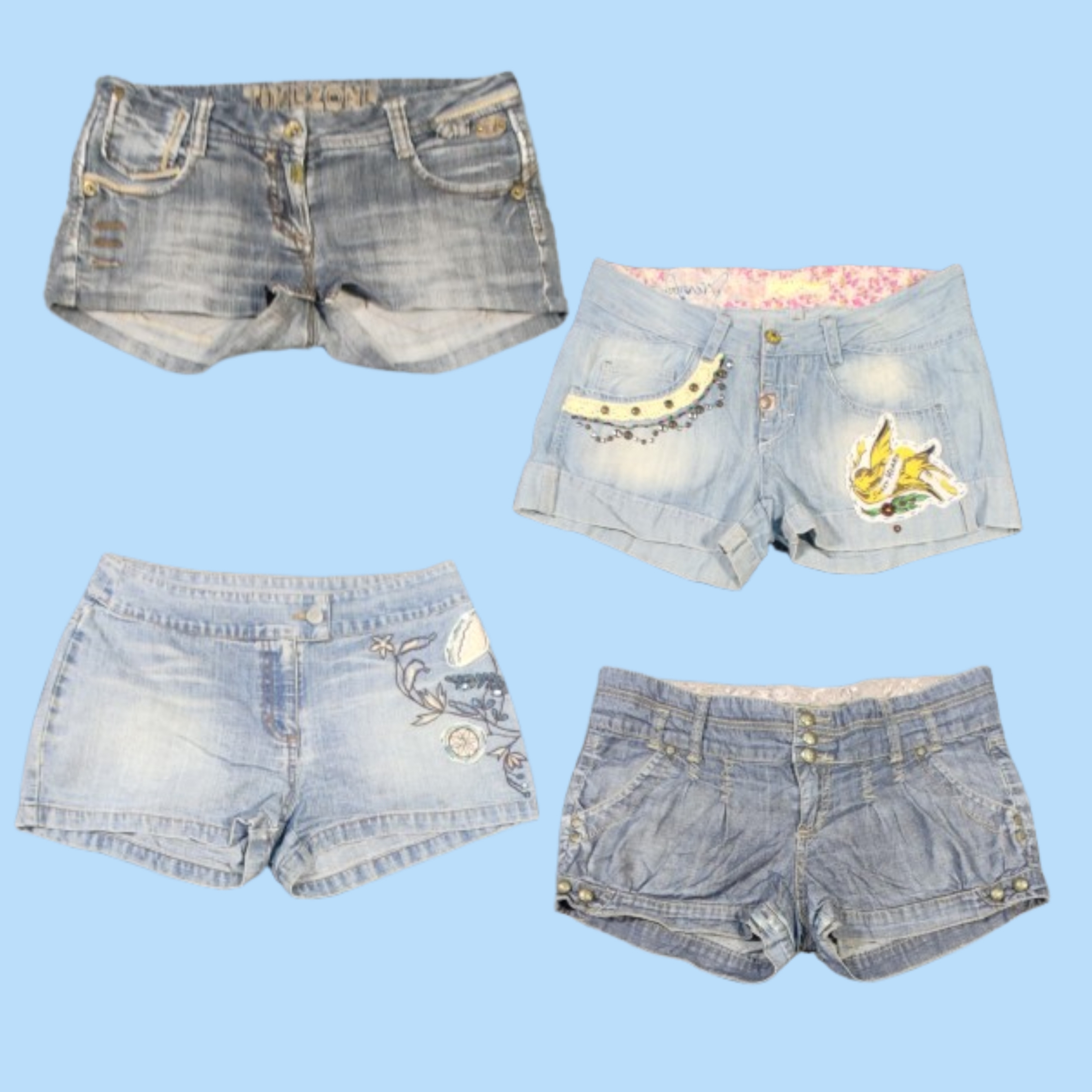 Y2K IT Girl Denim Mini Shorts (FB-006)