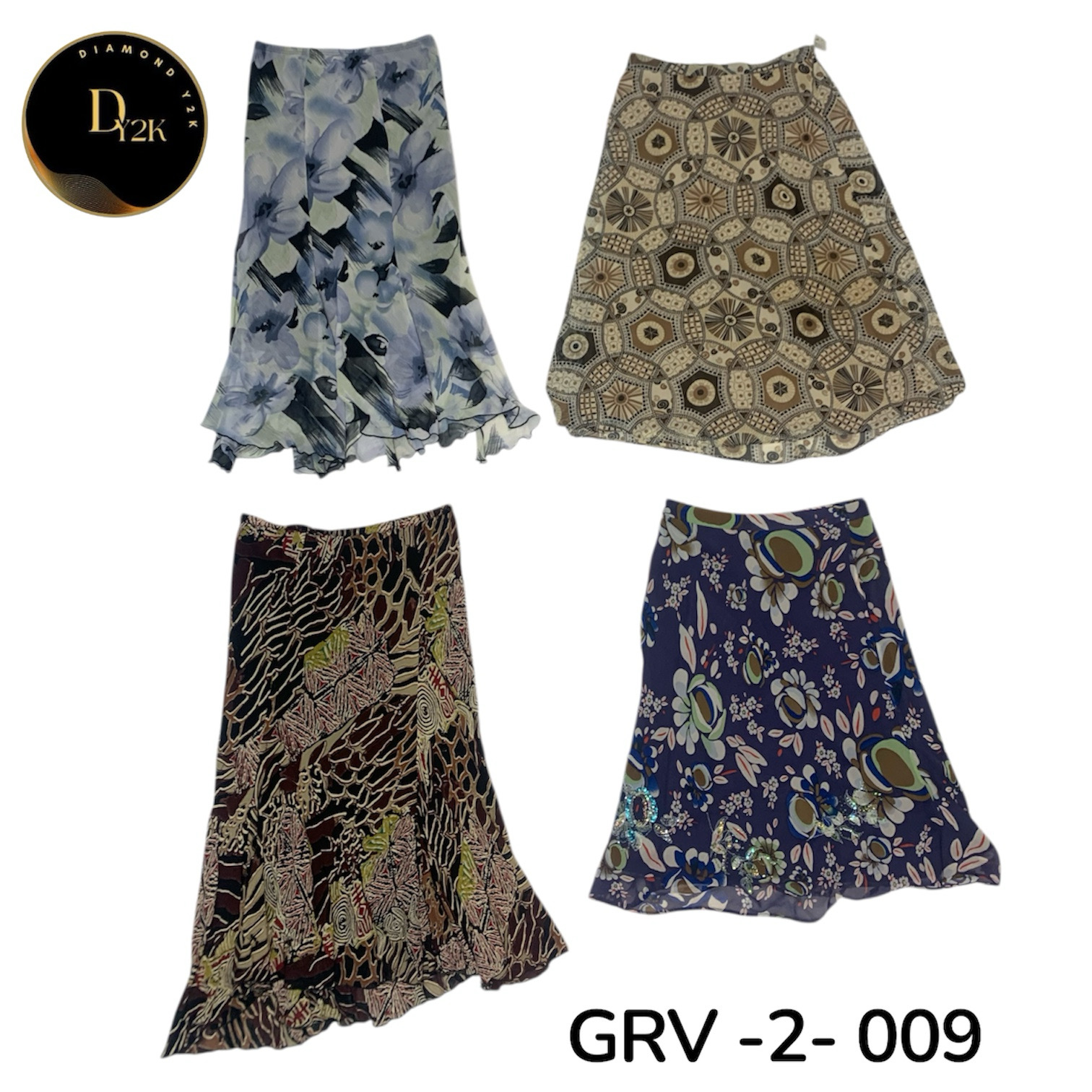 Authentic Y2K Mix Printed Poly Skirt | Vintage 200..