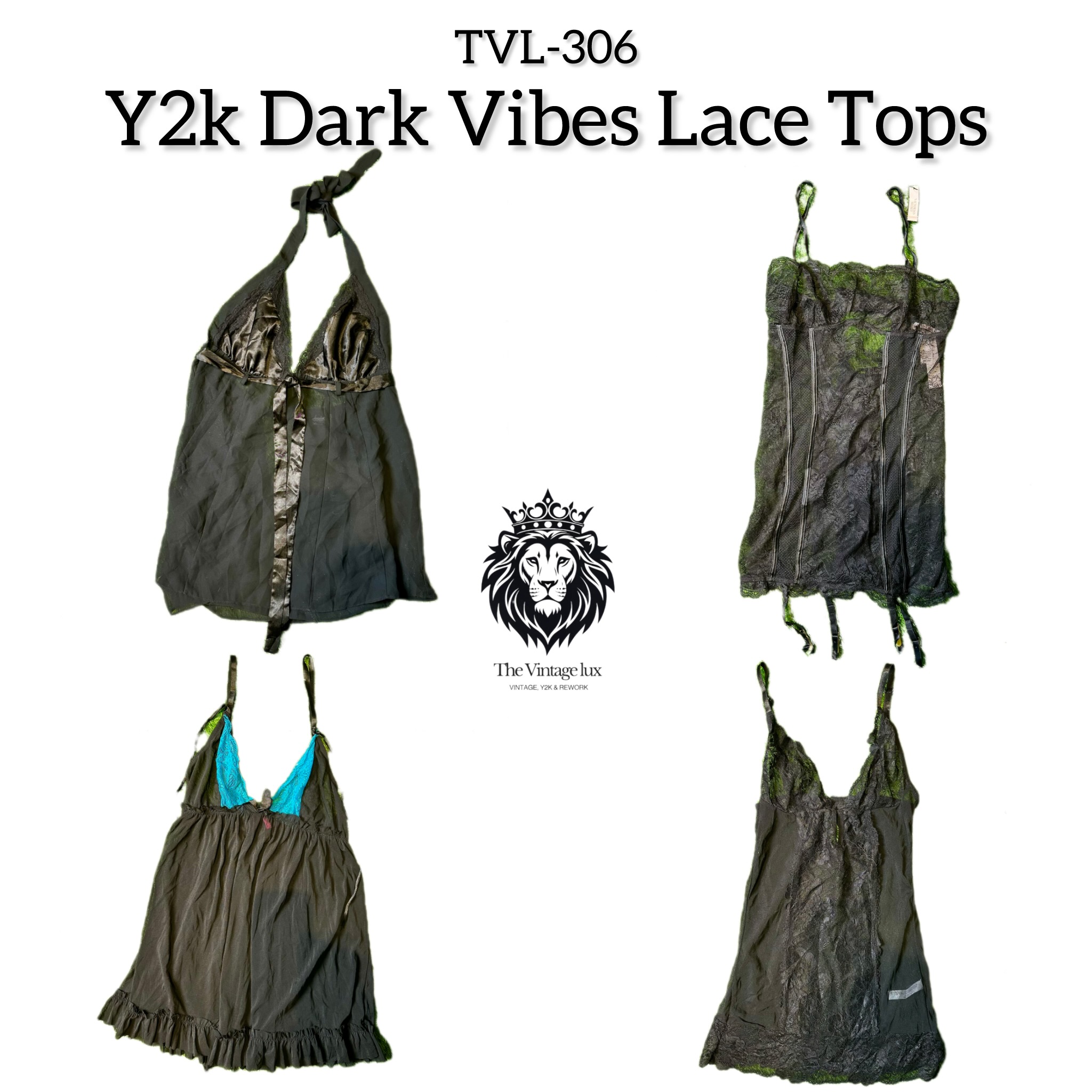 Y2K Dark Vibe Lace Tops (TVL-306)