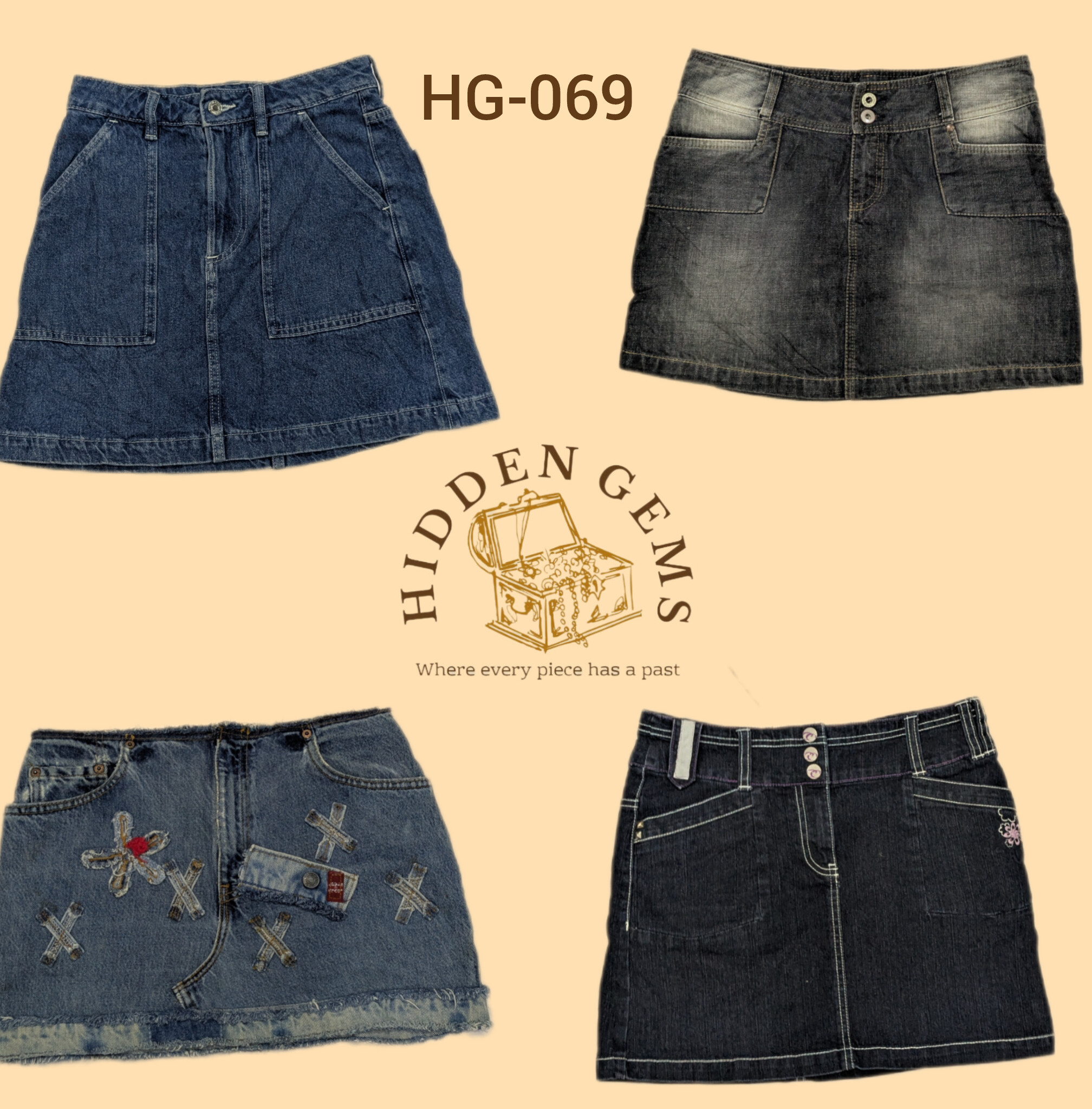 Y2K cyber girl era denim mini skirts (HG-069)