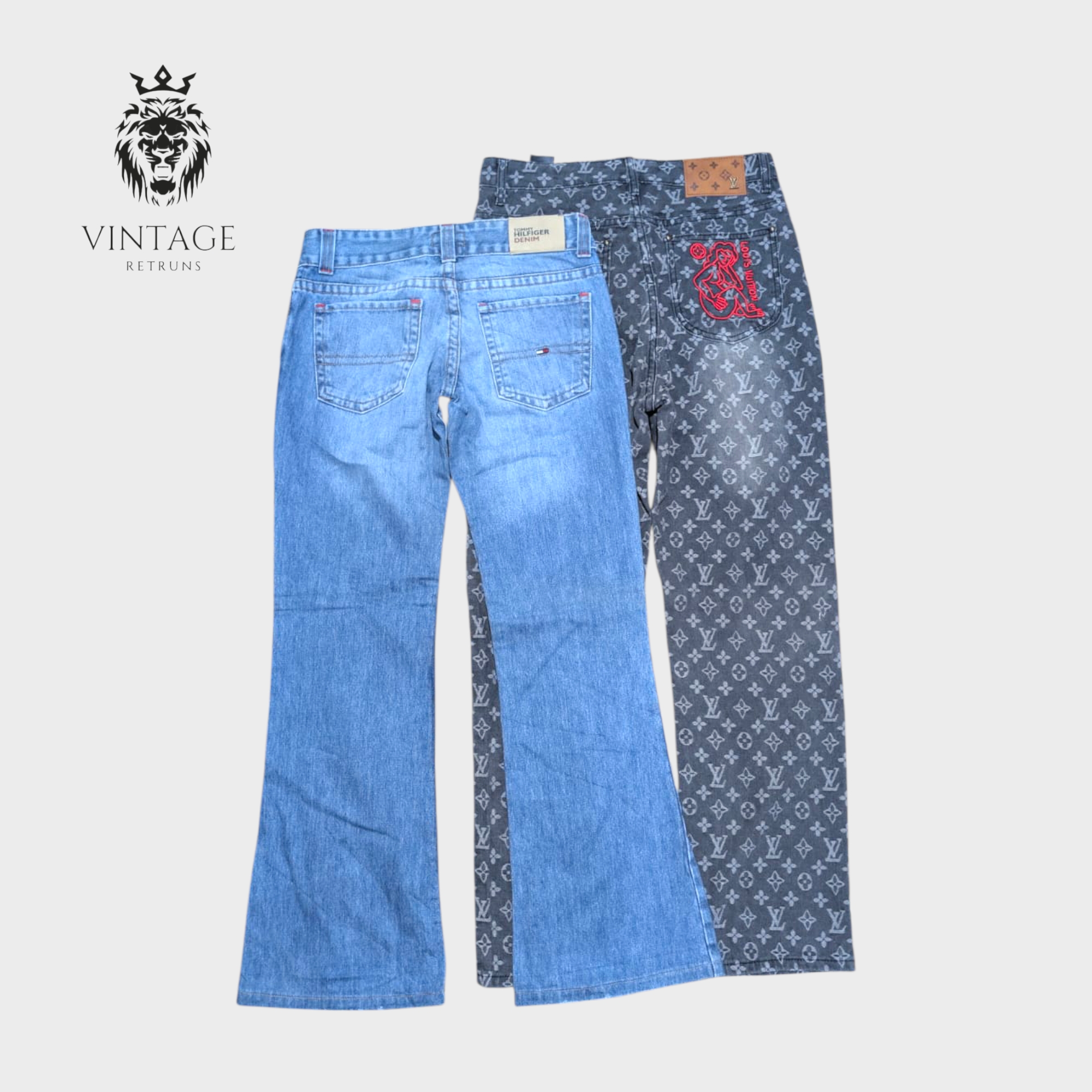 Y2Kブランデッドフレアジーンズ