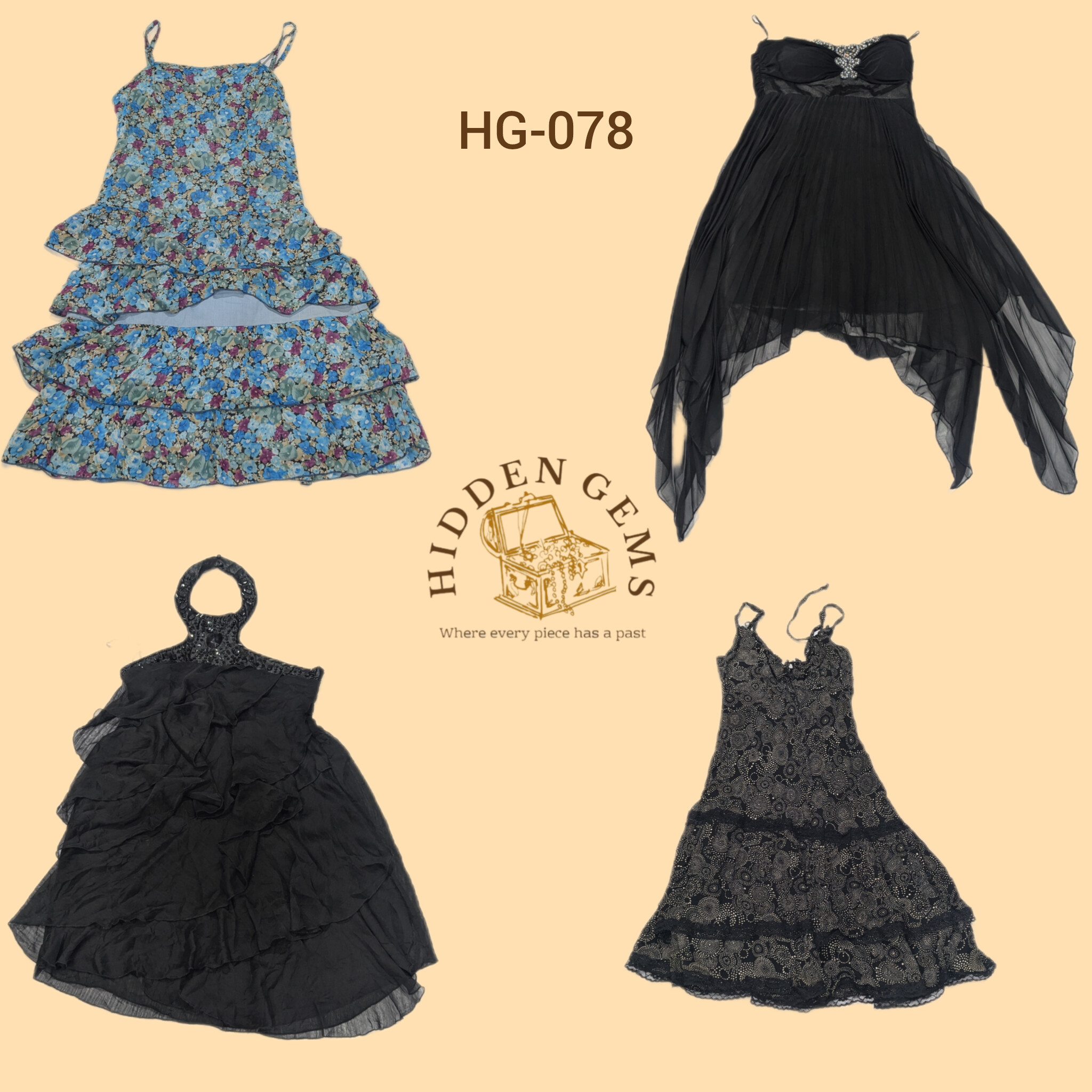 Y2K unique floral midi dresses (HG-078)