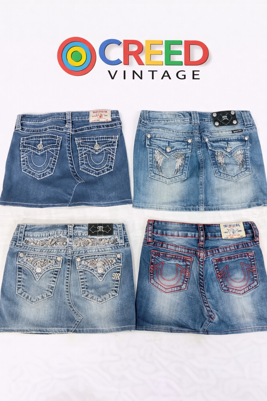 CR6457 Upcycle True Religion & Miss Me Skirts