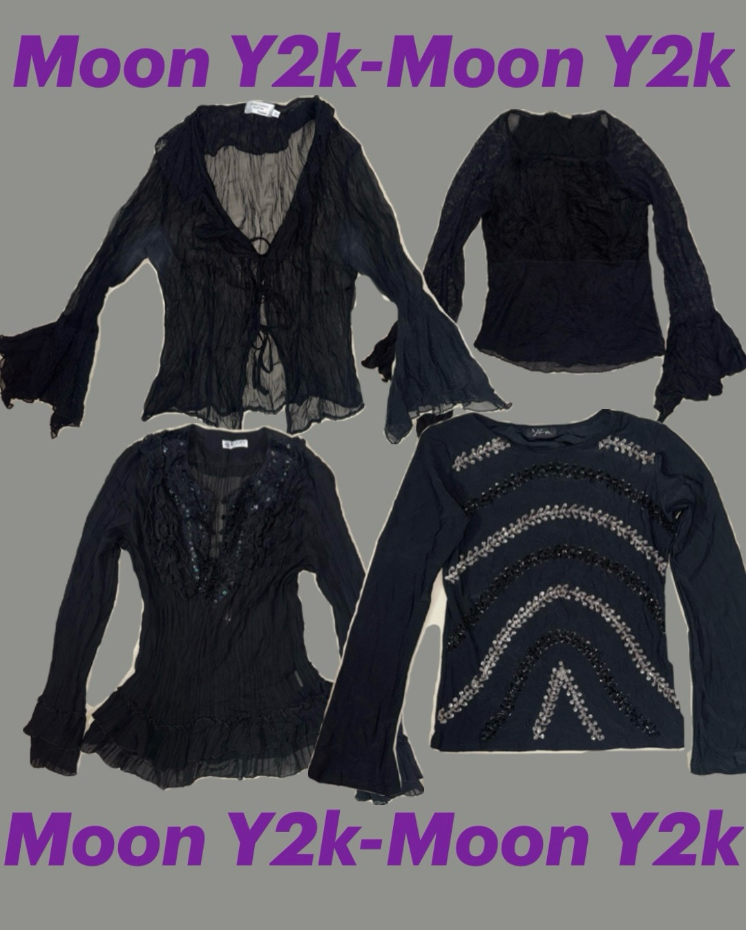 Y2k Witch Core Black Ruffle Tops (M-1124)