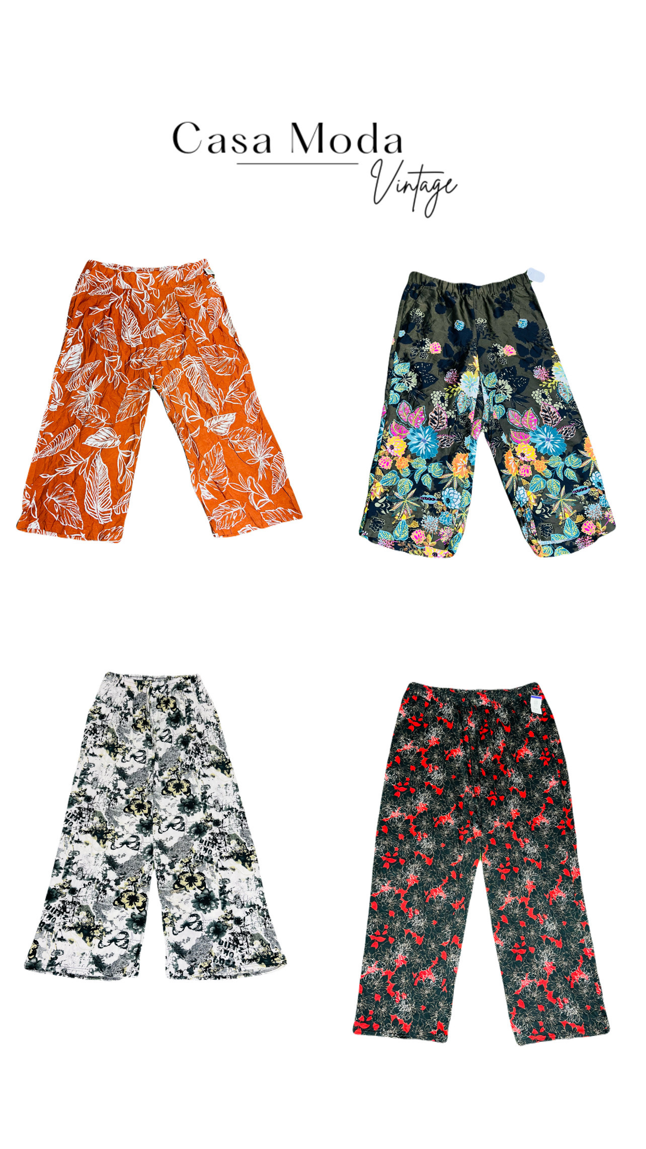 Y2K Floral printed silk bottoms 0602261