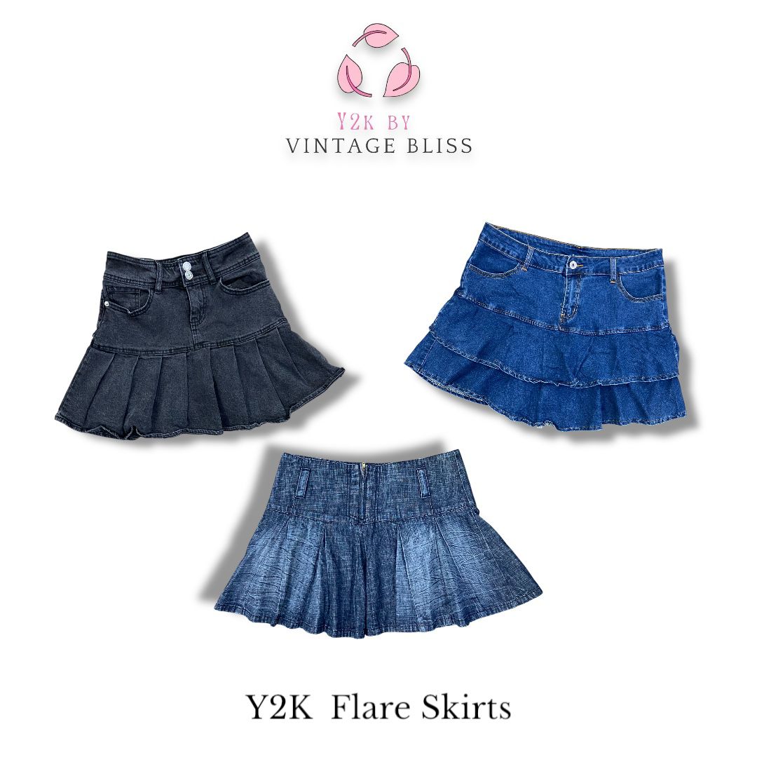 Y2K Denim Mini Flare skirts