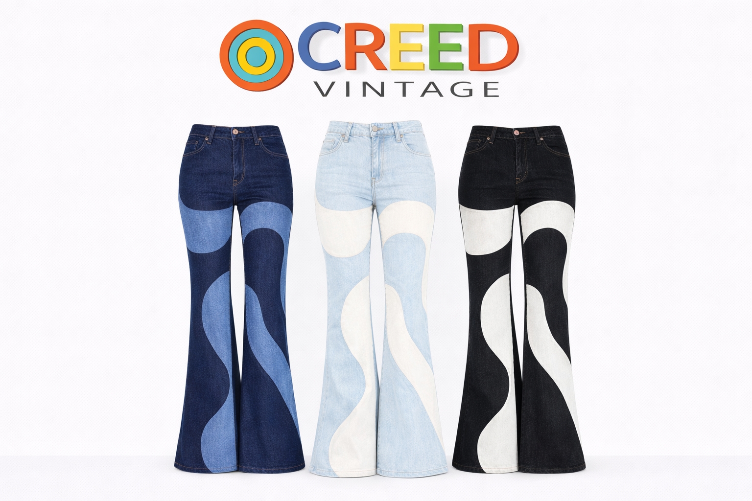 Jean évasé à panneaux ondulés recyclés CR1271